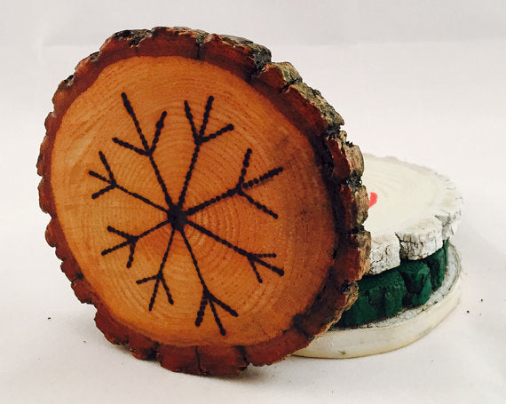 Natural Tree Holiday Wood Coasters & Tree Ornaments