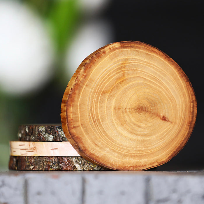 Bark Wooden Coasters Set of 4 Handmade (Dark Brown Finish) – Tora