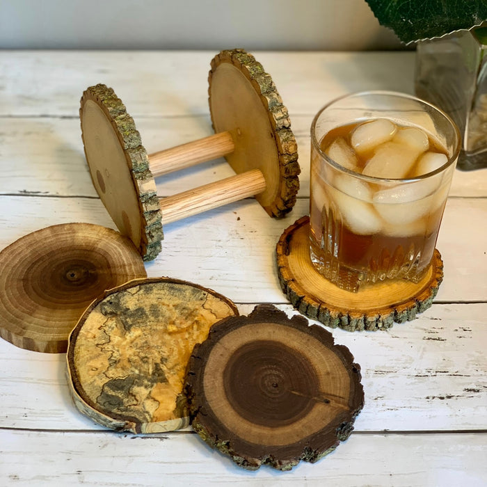 Natural Tree Wood Beverage Coaster Holder  Wood Beverage Drink Coaste —  ManMade Woods